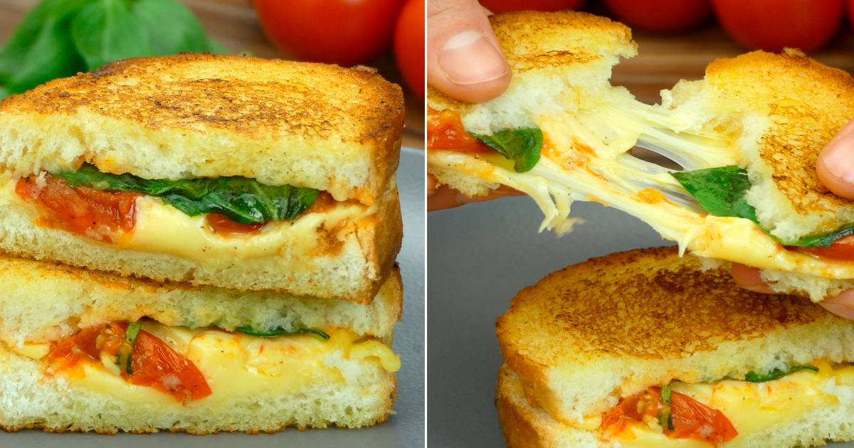 Топъл сандвич с домати и босилек – а ла минут